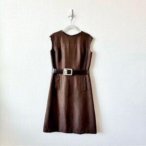 Vintage 1960’s Patrick de Barentzen Belted Dress in Brown Size 12